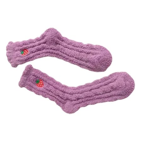 1 par barn korallfleece strumpor, plyschiga fluffiga strumpor, korallfleece strumpor, so strumpor, ulltofflor, handduksstrumpor (lila)