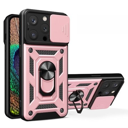 SKALO iPhone 15 Pro Armor Hybrid Metallring Kameraslider - Roséguld