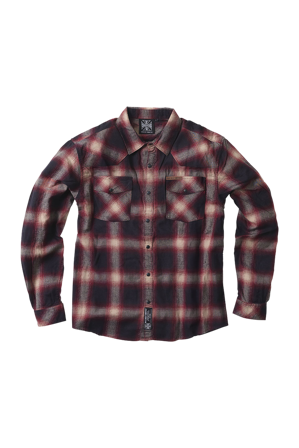 Flanellhemd West Coast Choppers Outlaw Rot/Grau M
