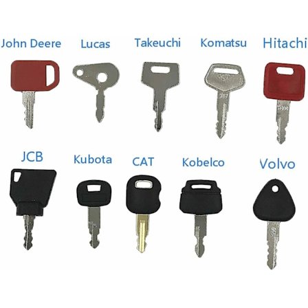 10x Tændingsnøgler til landbrugsmaskiner Gravemaskine Plante Dumper Dozer Rulle Sp