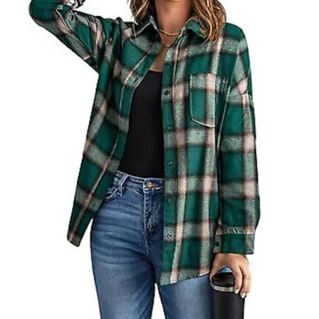 /EA/ Dam Blus Höst Pojkvän Stil Tunika Topp (2XL Grön)