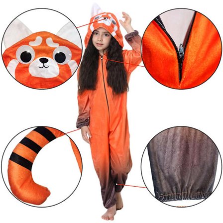 Turning Red Panda Raccoon Cosplay-asut Mei Jumpsuit Halloween