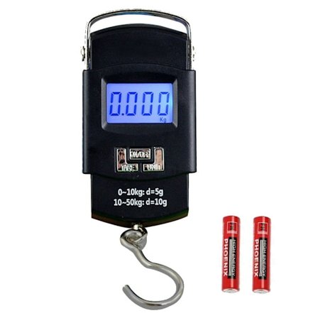 50 kg bagagevåg, digital handvåg med fiskekrok, il