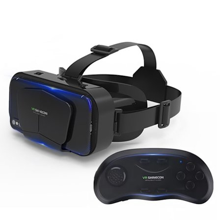 Huvudmonterade 3D-glasögon för virtuell verklighet, mobiltelefon, VR-glasögon, fjärrkontroll, trådlös Bluetooth VR-gamepad