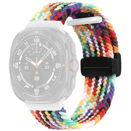 Samsung Galaxy Watch Ultra 47mm flätat armband magnetiskt vikbart spänne klockarmband - Regnbåge
