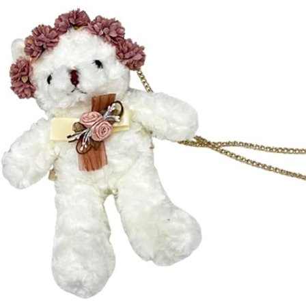 Plysch Bear Chain Bag, koreansk stil Garland Shoulder Crossbody Bag
