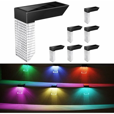 Pakke med solcellelamper til udendørs brug RGB vandtæt til hegn, indkørsel, gårdhave, terrasse, trapper, trin og hegn (hvid) [Energiklasse A+++] KLB