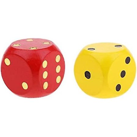 Två extra stora trätärningar med rundade hörn D6 sexsidiga tärningsleksak 5 cm