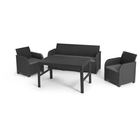 Havemøbler - i vævet harpiks i rattan-look - Allibert fra KETER - 5 personer - SanRemo - Grafitgrå