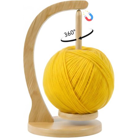 Garnhållare för virkning och stickning, garnsnurra i trä med magnetisk rotationsmekanism, för virkningsentusiaster och stickare.