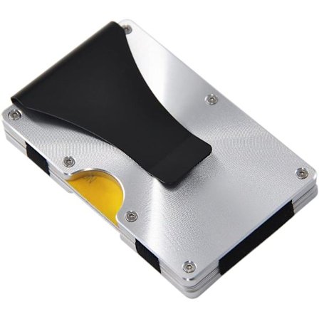 Metalllommebok for menn med pengklips - Slank og enkel kredittkortholder i aluminium med RFID-blokkering (hevede CD-partikler, penger)