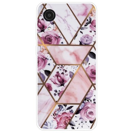 Marmormotiv Samsung Galaxy A03 Core skal - Elegant Kakel Med Rosor
