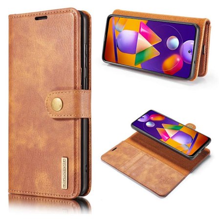 DG.MING Samsung Galaxy M31s 2-in-1 lompakkokotelo - Ruskea