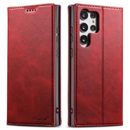 SUTENI Galaxy S23 Ultra lompakkokotelo Kickstand Flip - Punainen