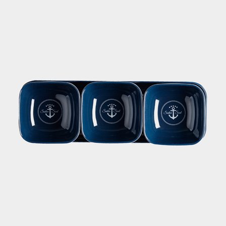 Snackschalen in melamine met dienblad Marine Business Sailor Soul, blauw, 4 delen