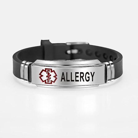 Graverat rött Medical Alert armband i rostfritt stål DIABETES EPILEPSY SOS Silikonarmband för kvinnor