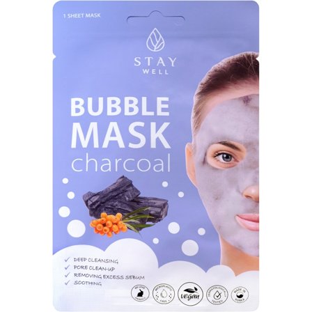 STAY WELL Mask Deep Cleansing Bubble – CHARCOAL 20g - Maschera Purificante viso