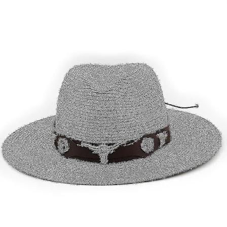 Klassisk Panamahatt Sommer Solhatt For Kvinner Menn Strand Halmhatt gray