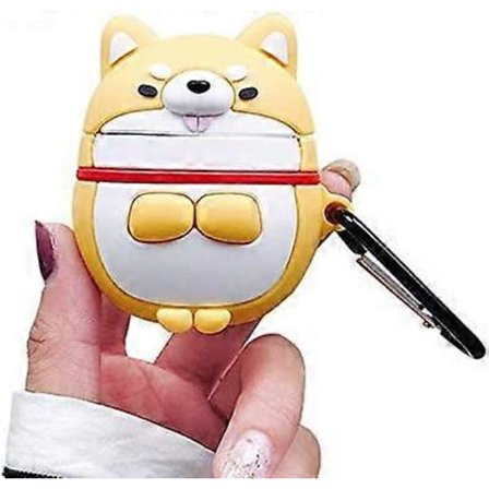 AirPods-deksel, Supersøtt Kreativt Morsomt Rundt Ansikt Hilsende Shiba Inu Hund AirPods-deksel, Nydelig Valp Myk Silikon Øretelefon Beskyttelseskinn 