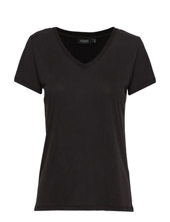 Slcolumbine V-Neck Ss T-shirt Top Sort Soaked In Luxury