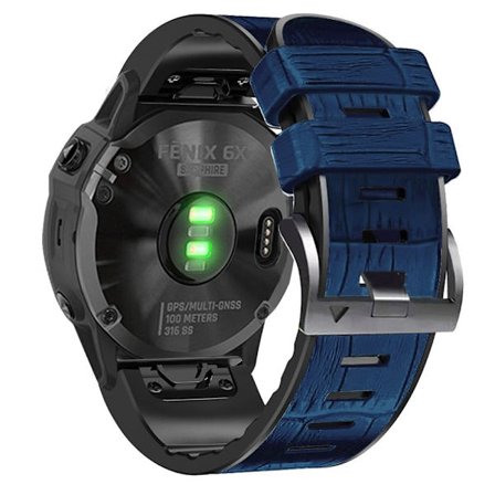 26mm Crocodile tekstuuri nahkainen ranneke Garmin kello - Keskiyön Sininen