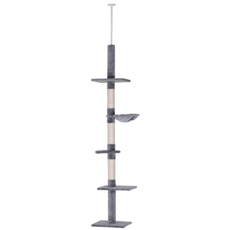 Rootz Cat Tree - Scratching Post - Cat Scratching Post - Cat Climbing Tree - Climbing Tree Tower - Cat Tower - High Height Adjustable - Gray - 40 x 34