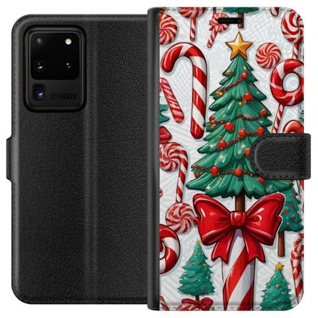 Kompatibel Tegnebogsetui til Samsung Samsung Galaxy S20 Ultra Juletræ slikkager julgran ferie slik retro design kunst