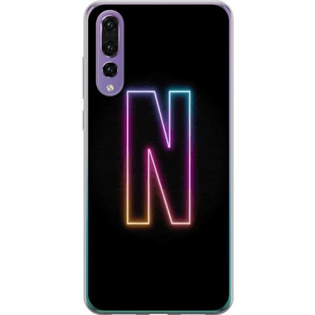 Yhteensopiva Puhelinkuori Huawei Huawei P20 Pro Minimalistinen neonkirjain N värinvaihtuvassa valossa mustaa taustaa vasten