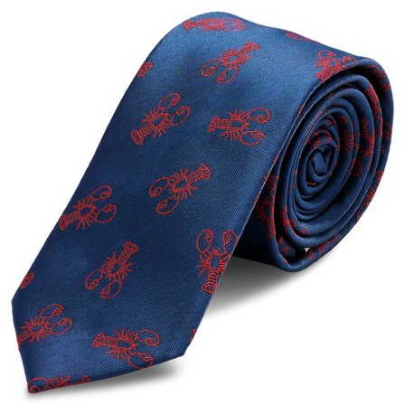 Cravate étroite bleu marine à motifs de homards pour hommes - Cravates slim