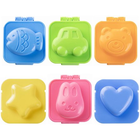 6 kpl Munariisimuotti, Keitetyn Munan Muotti, Kala-Auto, Sydämenmuotoinen Riisipallomuotti, Riisipallon Valmistaja, Fondant-kakku Pop Koristetyökalut