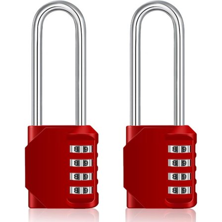 Kombinationshængelås med lang bøjle, 4-cifret kombinationslås med lang skaft, vejrbestandig, kraftig lang hængelås kombination til skabe, udendørs 
