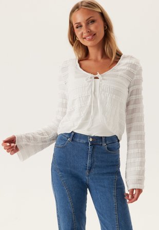 Pieces-Pcanine Ls Tie Top-M