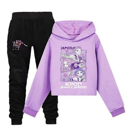 Jenter Demon Hunters Hettegensere K-POP Barn Genser Pullover Topper Bukser Antrekk Sett