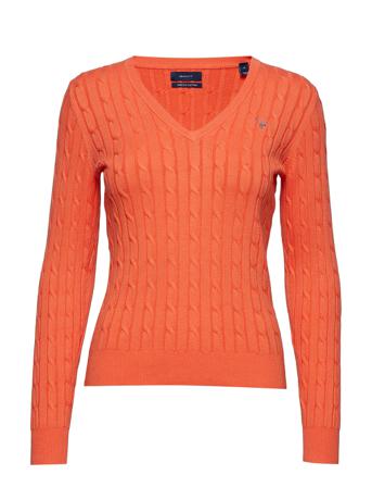 Stretch Cotton Cable V-Neck Villapaita Oranssi GANT