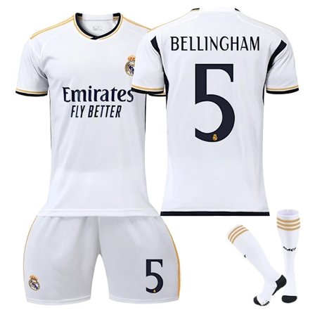 23-24 Bellingham 5 Real Madrid Drakter Ny Sesong Siste Voksen Fotballdrakter for Barn Kids 28(150-160cm)