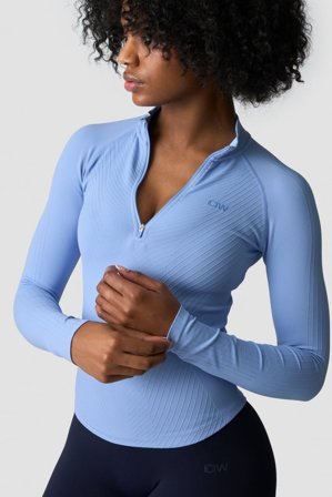 Ignite Seamless 1/2 Zip Long Sleeve Soft Blue