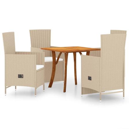 Vidaxl Matgrupp För Trädgården 5 Delar Beige Beige