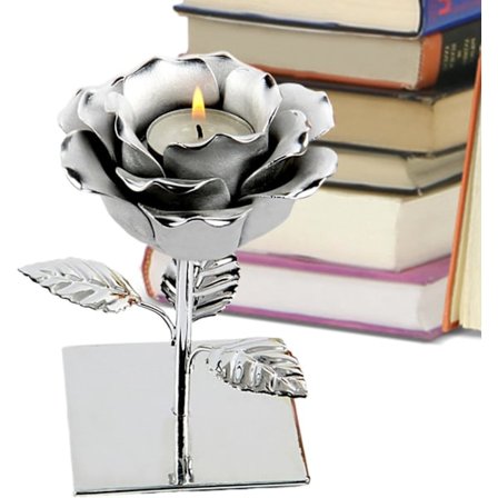 Keramisk Ljusstake, Realistisk Ros Blommig Ljusstake Centerpiece för Romantisk Middagsbordsdekor, Bröllopsdag Heminredning