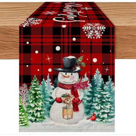 Heyone julbordslöpare, rød og svart buffelrutmønster juleløper Xmas Holiday Party Kjøkken Spisestue (13 x 72 tommer)