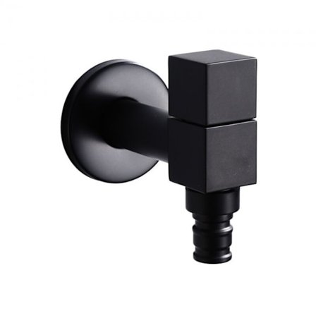 Svart mässing fyrkantig tvättmaskin kallvattenkran (G1/2 gänga)