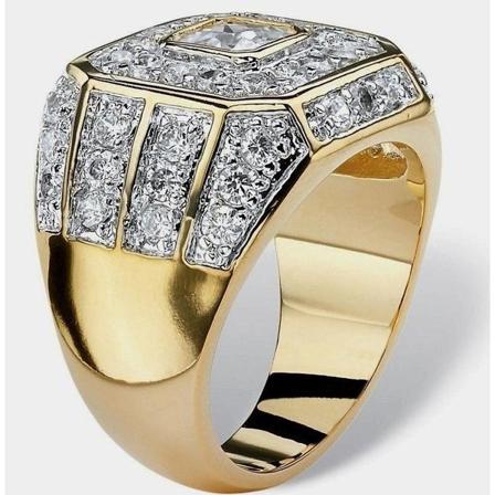 Elegant Ring För Män I Guld Och Stenar Kunglig Stil Gold One Size