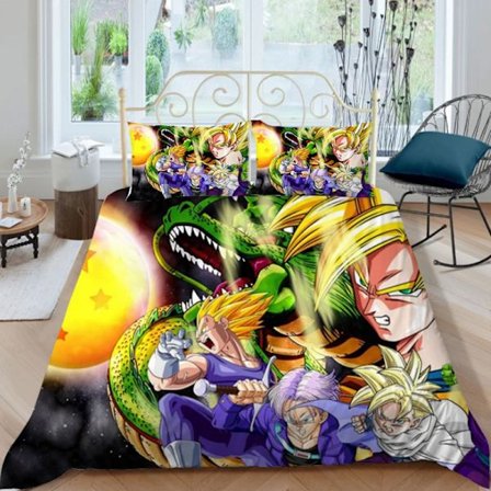 Dragon Ball Z Sengesett Dynetrekk 3D Anime Figur Son Goku Trykt Sengetøy Sengespredning Barnerom Seng Dynetrekk Sengetøysett