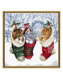 Broderikit Billede Tre Julekatte - LetiStitch