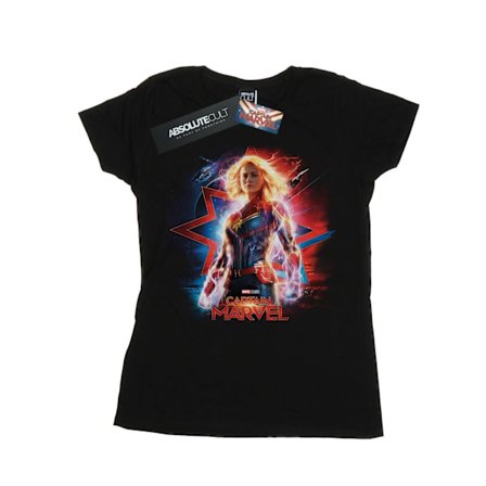 Marvel Dam/Kvinnor Captain Marvel Poster Bomull T-shirt XL Svart
