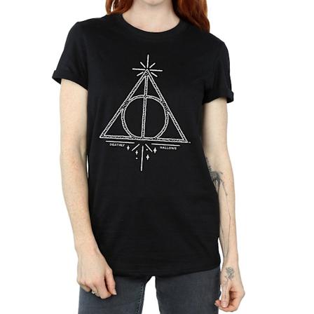 Harry Potter Dam/Kvinnor Dödliga Reliker Bomull Boyfriend T-S Black M
