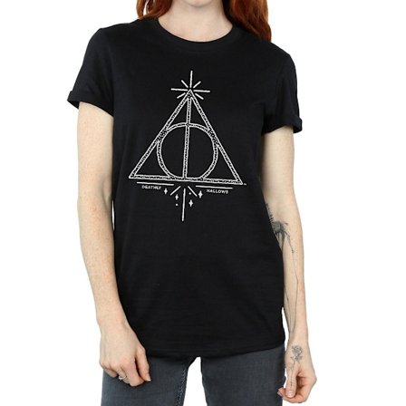 Harry Potter Dam/Kvinnor Dödliga Reliker Bomull Boyfriend T-S