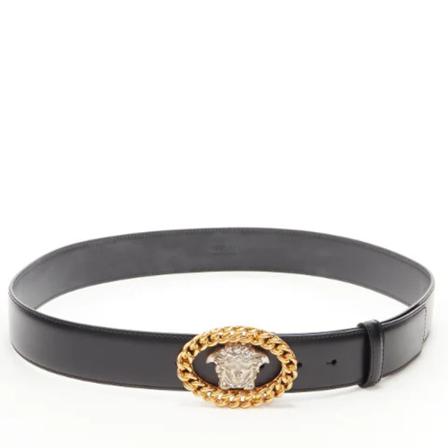 Versace Pre-owned, Pre-owned Leather belts Zwart, Dames, Maat:ONE Size