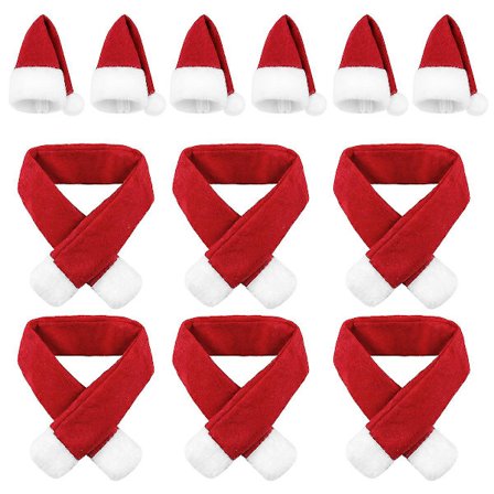 6 Sæt Julehue Og Halstørklæde Vinflaske Cover Sæt Dejlig Flaske