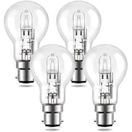 4-pakning 100W B22 Bajonett Halogenpærer, B22 A55 Halogenlyspærer Dimbar Varmhvit 2700K, 862lm Store Klare Bajonettpærer for Soverom Gang Livi