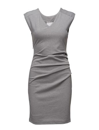 India V-Neck Dress Knälång Klänning Grå Kaffe